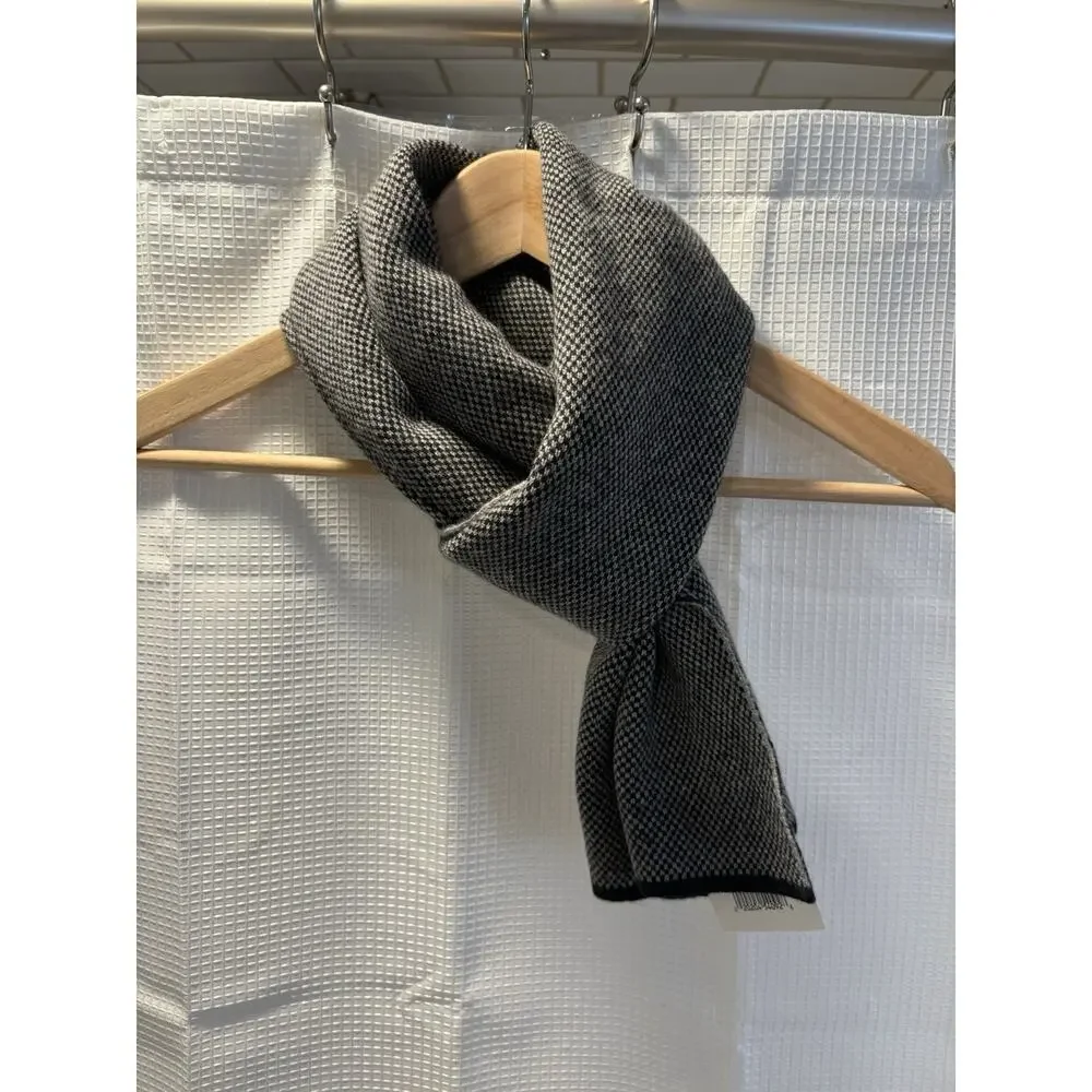 Ralph Lauren Black & White Small Check 100% Cashmere Scarf 61” x 10.5” Mens